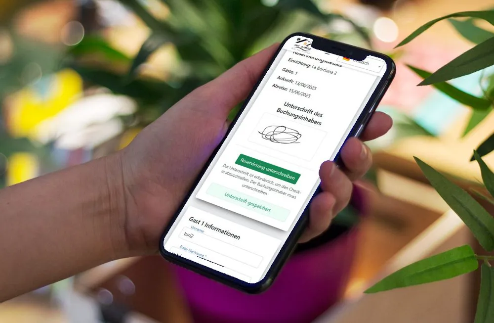 Formulario de check-in para partes de viajeros en alemán desde el móvil